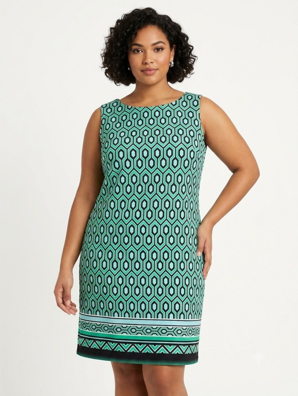 Alyx Mint Green and Black Geometric Print Dress Size 20W